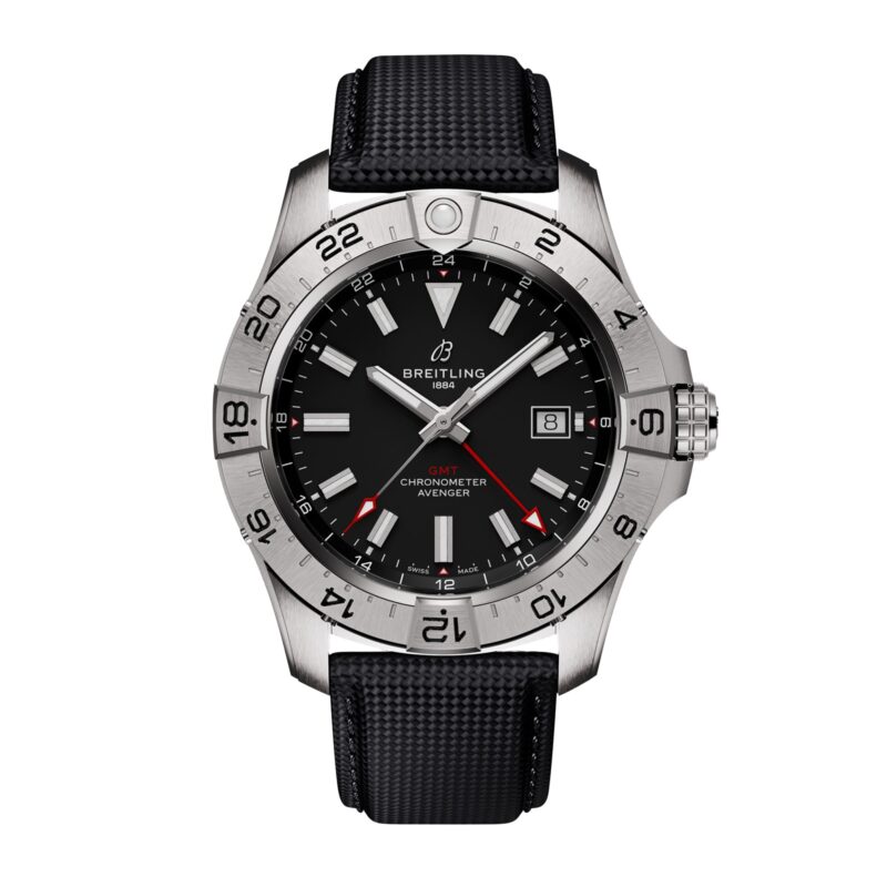 Avenger Automatic GMT 44mm Mens Watch Black Leather