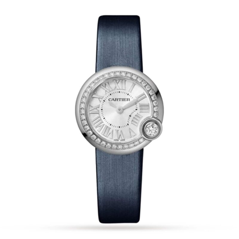Ballon Blanc de Cartier Watch 26mm, Steel, Diamonds, Leather