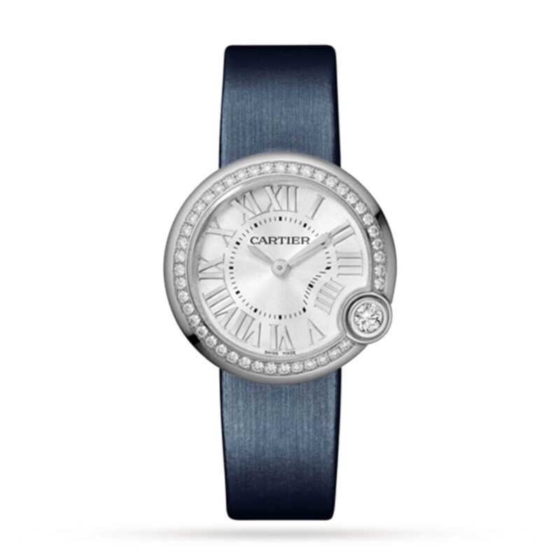 Ballon Blanc de Cartier Watch 30mm, Steel, Diamonds, Leather