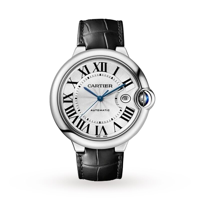 Ballon Bleu de Cartier watch, 42 mm, steel, leather