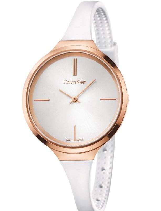 Calvin Klein Lively Ladies Watch with White Silicone Strap and Silver Dial K4U236K6