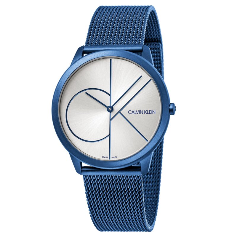 Calvin Klein Minimal Quartz Silver Dial Blue Milanese Stainless Steel Bracelet Men's Watch K3M51T56