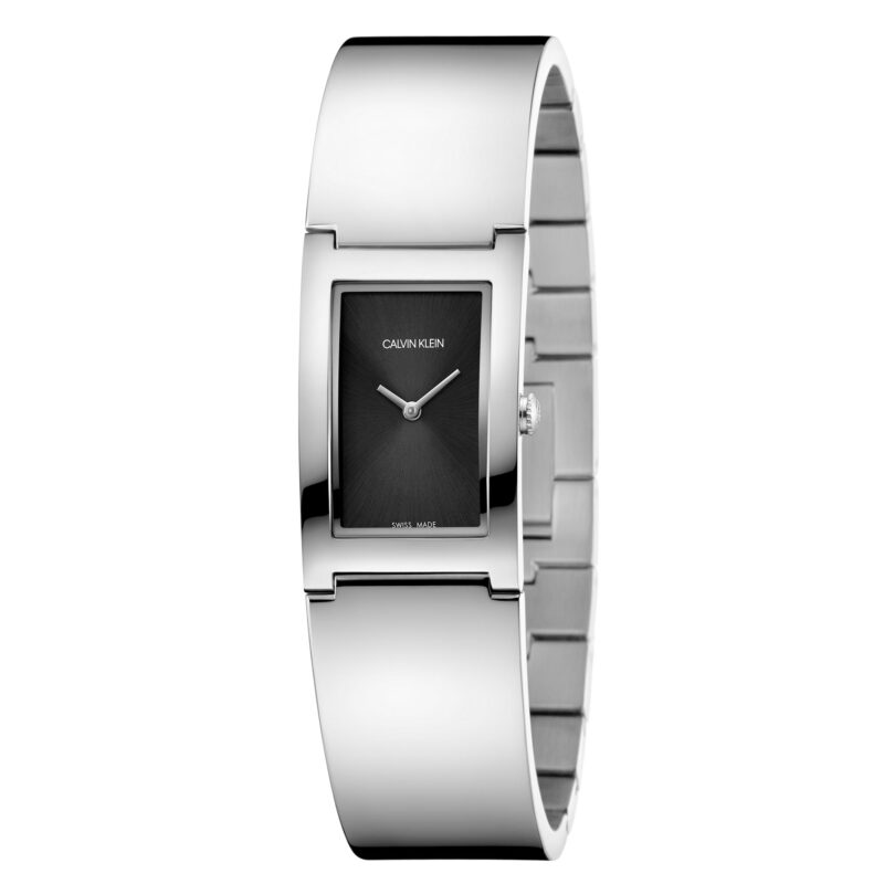 Calvin Klein Polished Quartz Black Dial Silver Stainless Steel Bracelet Ladies Watch K9C2N111