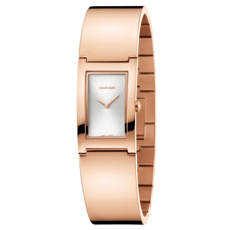 Calvin Klein Polished Quartz Silver Dial Rose Gold PVD Stainless Steel Bracelet Ladies Watch K9C2N616 RRP £269
