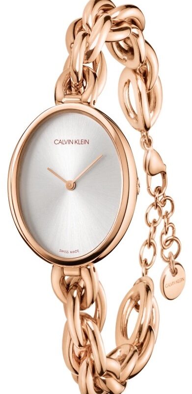 Calvin Klein Statement Silver Dial Rose Gold PVD Stainless Steel Ladies Watch