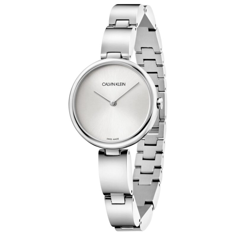 Calvin Klein Wavy Silver Dial Stainless Steel Bracelet Ladies Watch K9U23146