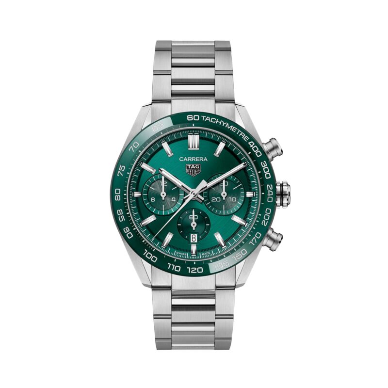 Carrera Chronograph 44mm Mens Watch Green Stainless Steel