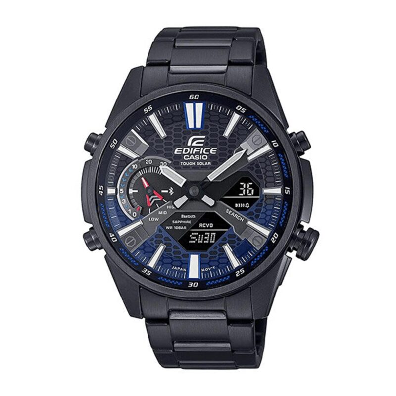 Casio Edifice Solar Quartz Black Dial Black PVD Stainless Steel Bracelet Mens Smartwatch ECD-S100DC-2AEF