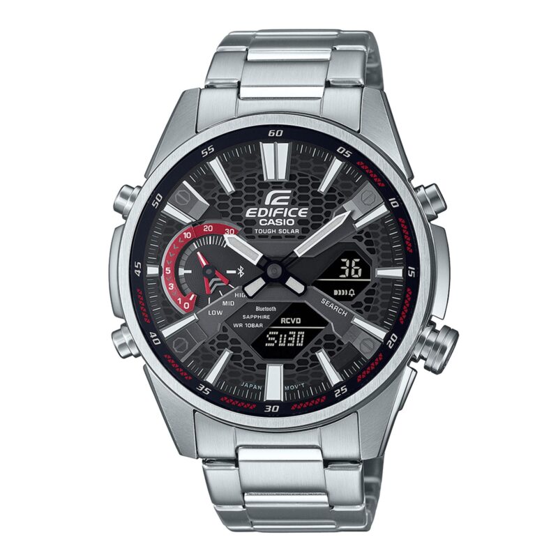 Casio Edifice Solar Quartz Black Dial Stainless Steel Bracelet Men's Smartwatch ECB-S100D-1AEF