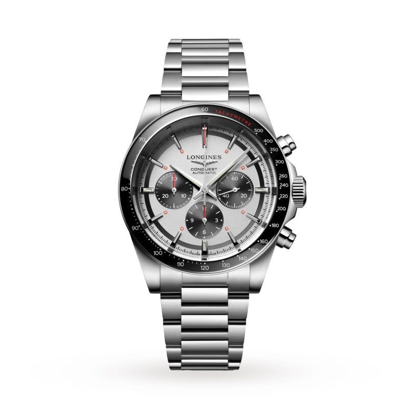 Conquest Chronograph 42mm Mens Watch Silver