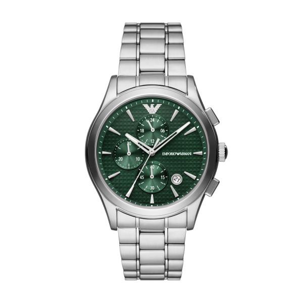 Emporio Armani Chronograph Quartz Green Dial Steel Strap Men's Watch AR11529