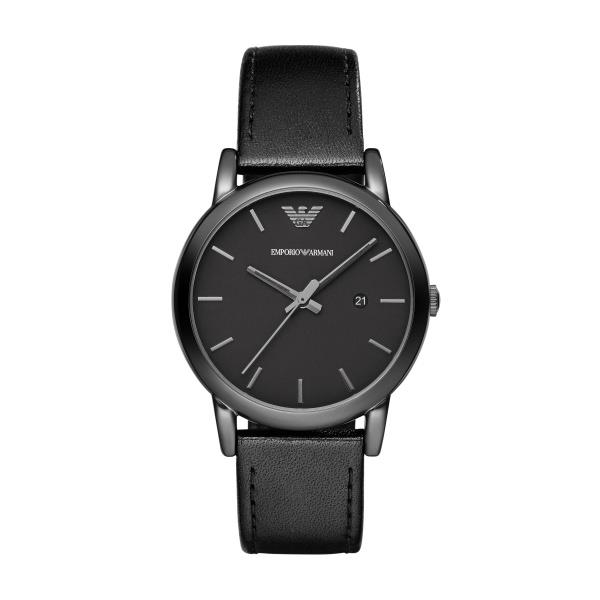 Emporio Armani Classic Black Dial Black Leather Strap Men's Watch AR1732