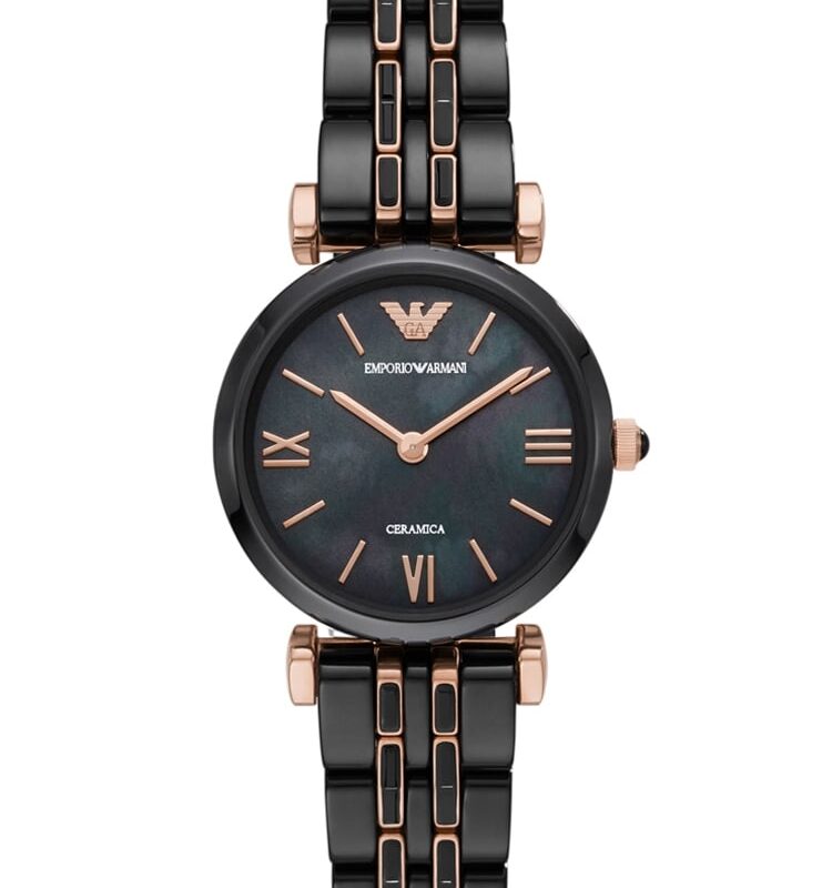 Emporio Armani Ladies Black Ceramic Bracelet Watch AR70005