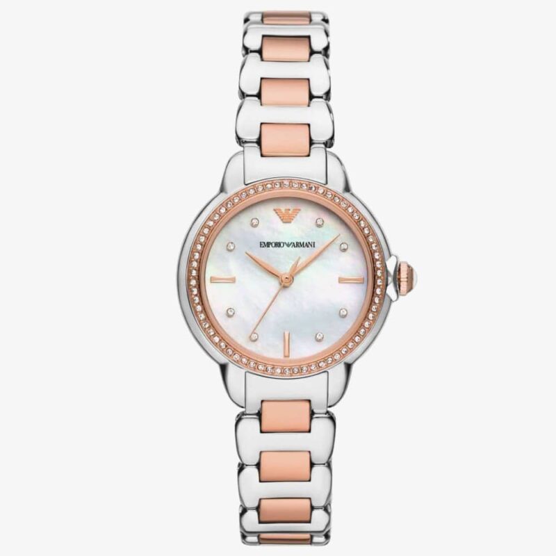 Emporio Armani Ladies Mia Rose Gold Tone Crystal Watch AR11569