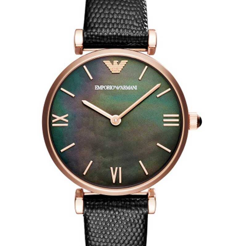 Emporio Armani Ladies Rose Gold-Plated Strap Watch AR11060