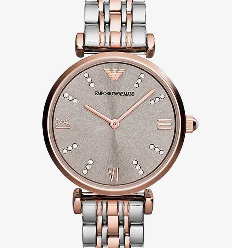 Emporio Armani Ladies T-Bar Rose Gold Bracelet Watch AR1840