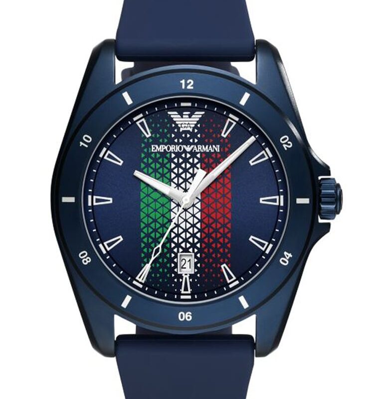 Emporio Armani Mens Blue Silicone Strap Watch AR11263