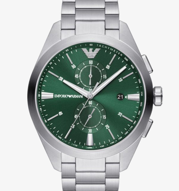 Emporio Armani Mens Claudio Green Dial Chronograph Watch AR11480