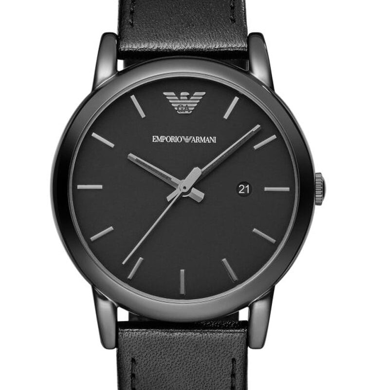 Emporio Armani Mens Luigi Classic Black Leather Strap Watch AR1732