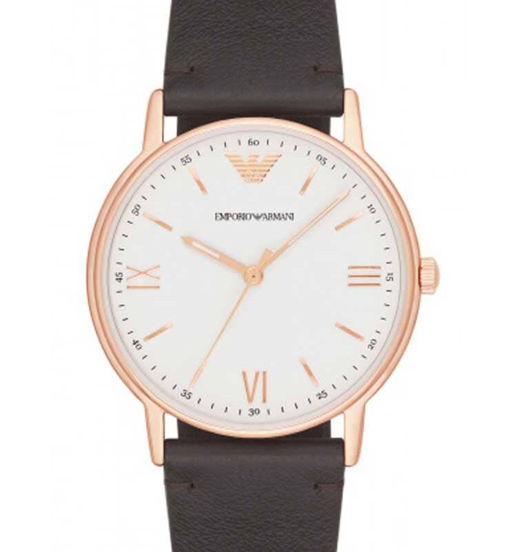 Emporio Armani Mens White and Rose Tone Watch AR11011