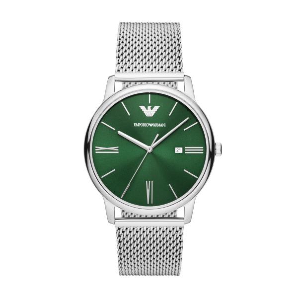 Emporio Armani Quartz Green Dial Steel Mesh Strap Men's Watch AR11578