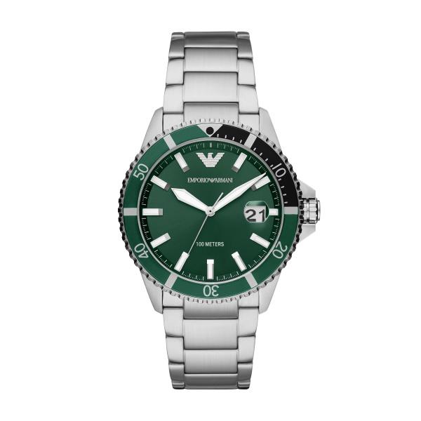 Emporio Armani Quartz Green Dial Steel Strap Men's Watch AR11338