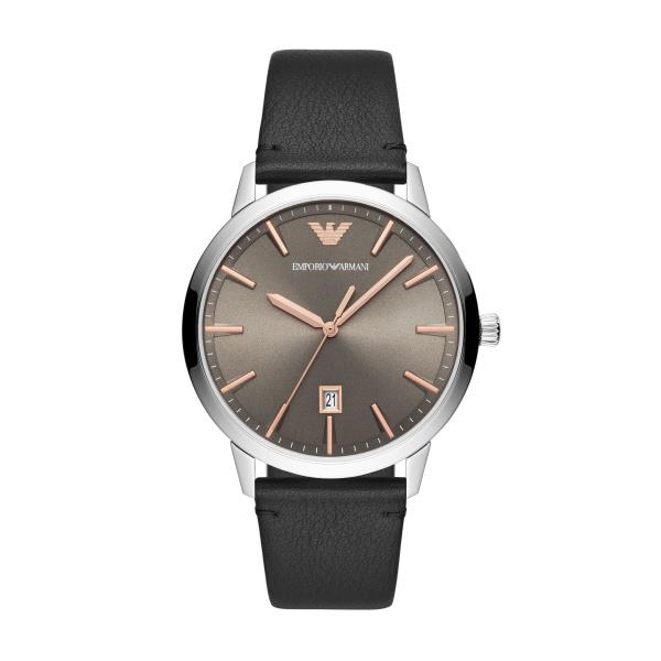 Emporio Armani Quartz Grey Dial Leather Strap Men's Watch AR11277