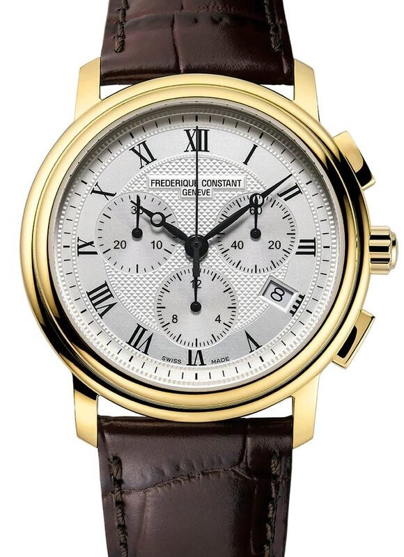 Frederique Constant Mens Classic Gold Plated Chronograph Watch FC-292MC4P5