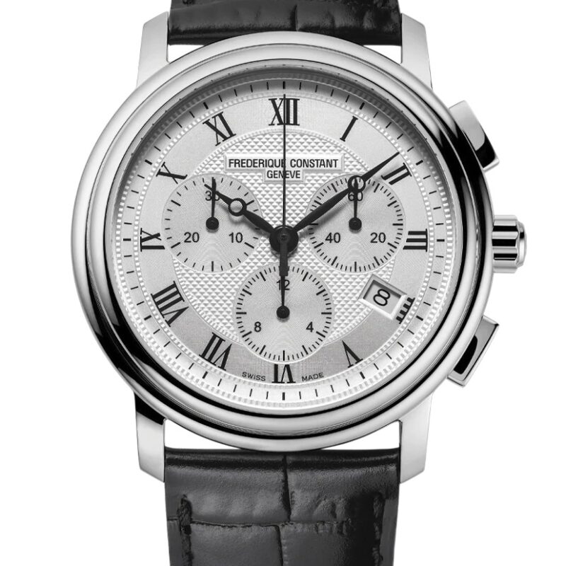 Frederique Constant Mens Classic White Dial Chronograph Watch FC-292MC4P6