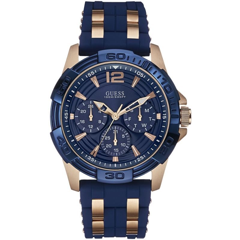 GUESS Men's blue textured silicone strap watch
