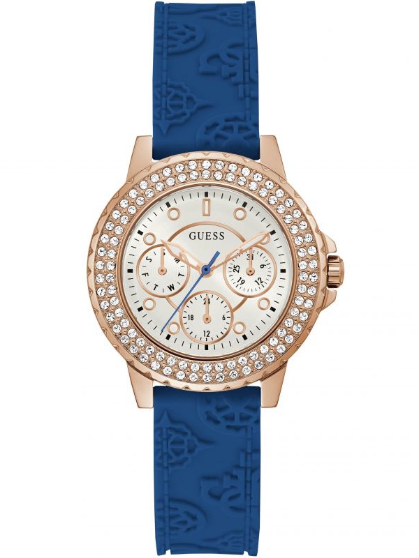 Guess Ladies Crown Jewel Rose Gold Plated Chronograph Watch GW0411L2