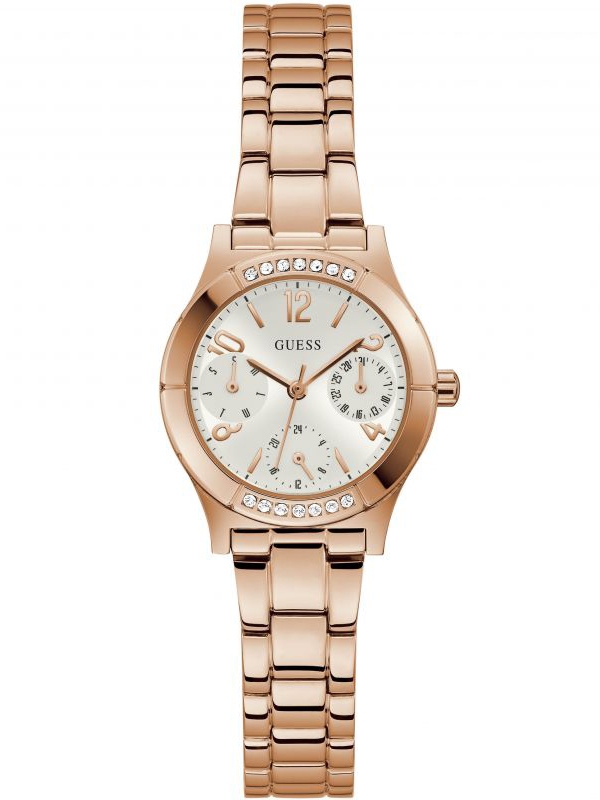 Guess Ladies Piper Rose Gold Plated White Dial Watch GW0413L3