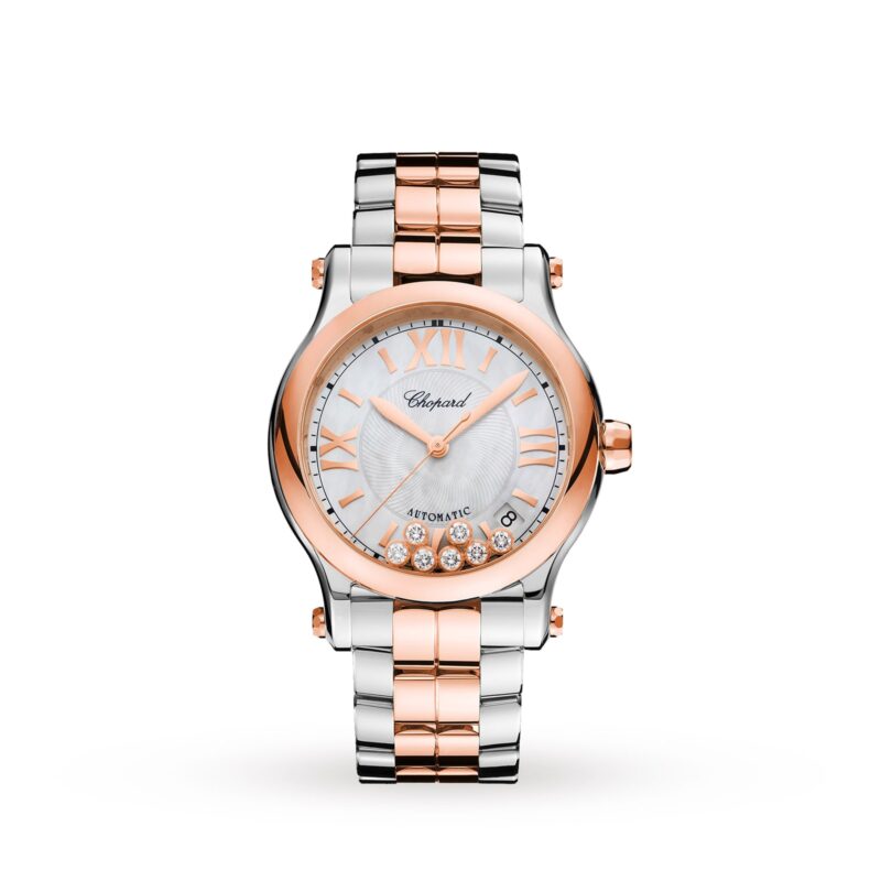 Happy Sport 36mm Automatic 18ct Rose Gold Stainless Steel and Diamond Ladies Watch