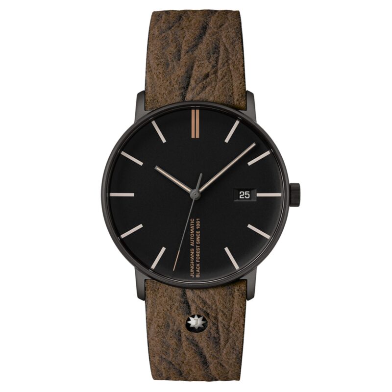 Junghans Form A Edition 160 Automatic Black Dial Brown Leather Strap Mens Watch 27/4132.00