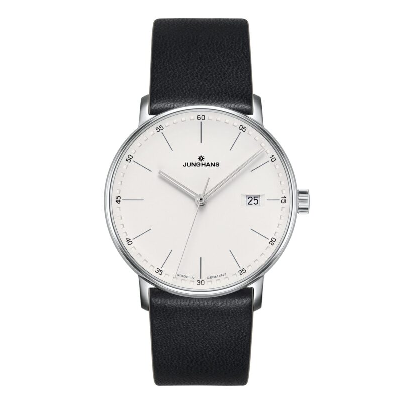 Junghans Form Quartz 041/4884.00 Silver Dial Black Leather Strap Men's Watch