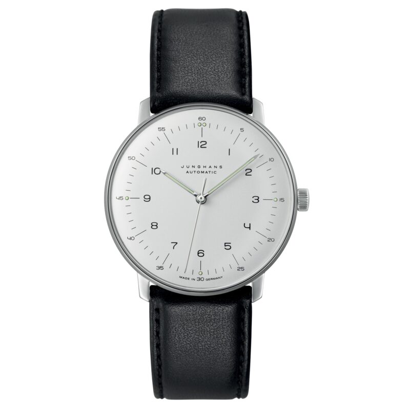 Junghans Max Bill Automatic 027/3500.04 Silver Dial Black Leather Strap Men's Watch