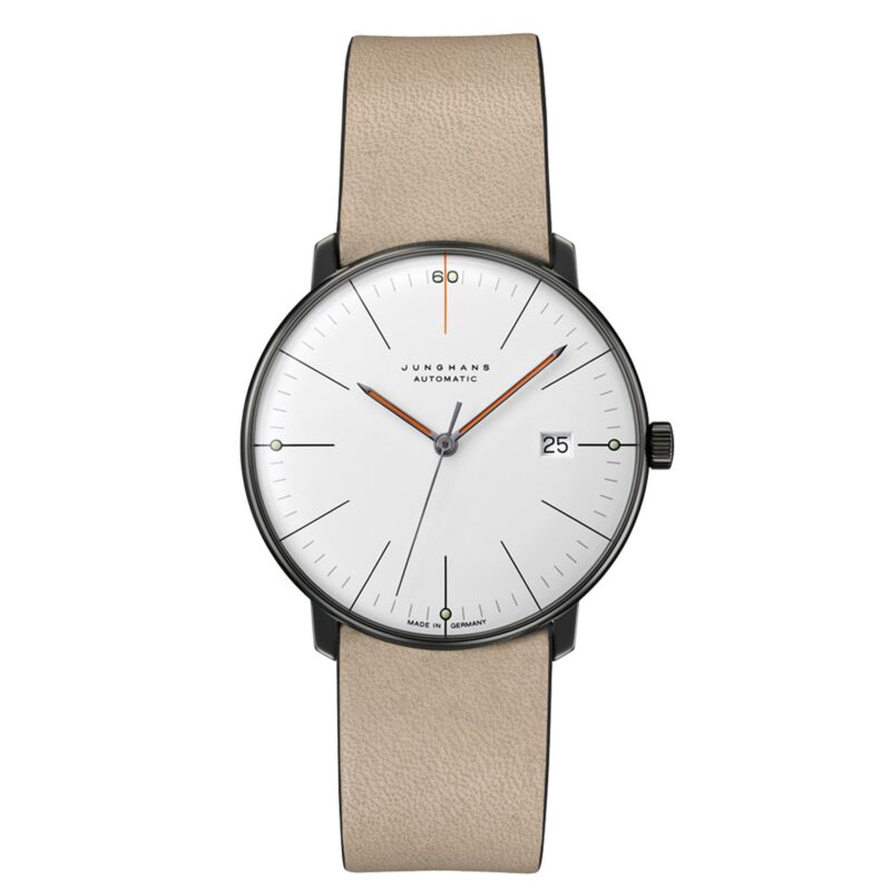 Junghans Max Bill Automatic Edition Set 60 Automatic White Dial Beige Leather Strap Men's Watch 27/4108.02
