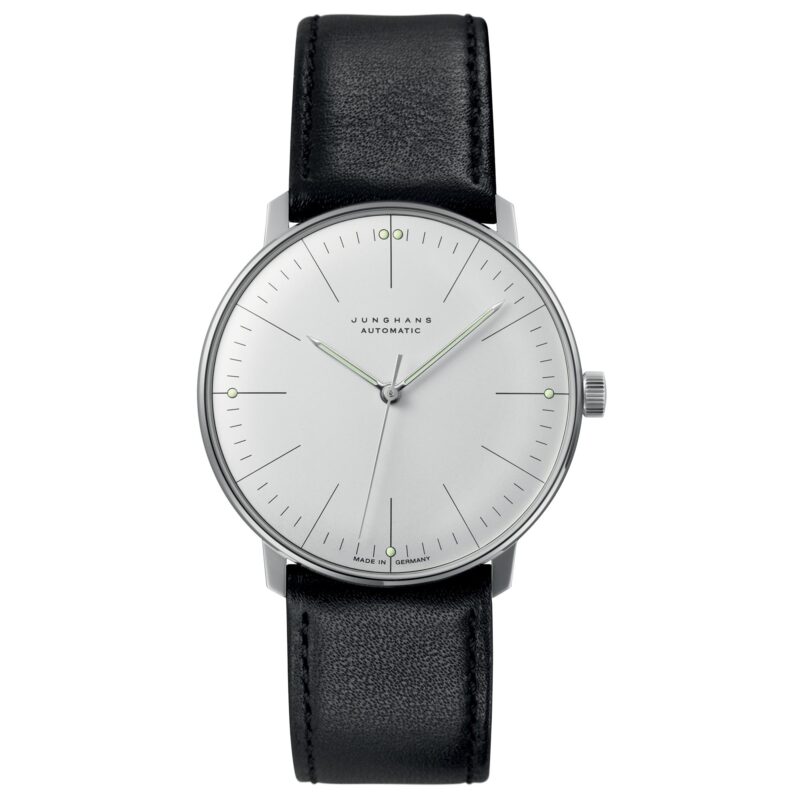 Junghans Max Bill Automatic Silver Dial Black Leather Strap Men's Watch 27/3501.04