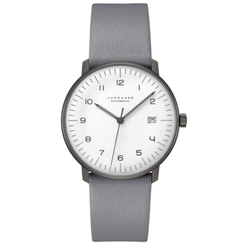 Junghans Max Bill Automatic White Dial Grey Leather Strap Men's Watch 027/4007.04