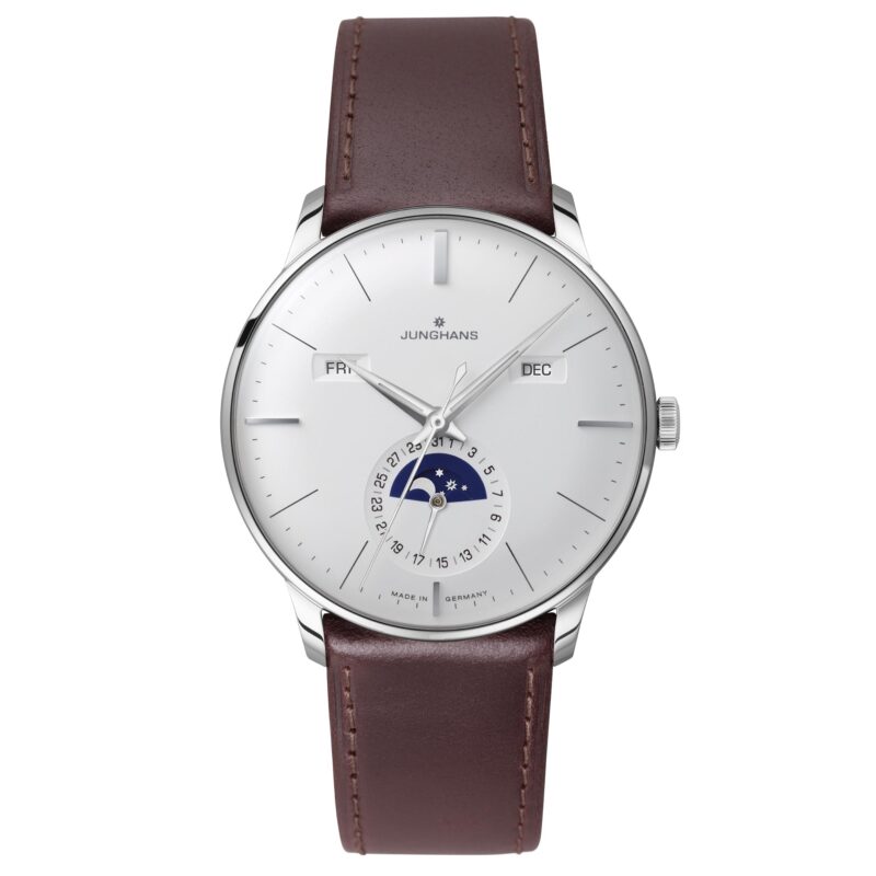 Junghans Meister Calendar 027/4200.01 Silver Dial Brown Leather Strap Men's Watch