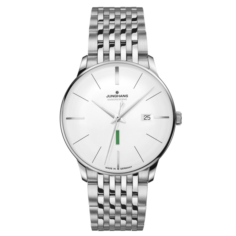 Junghans Meister Gangreserve Edition 160 Automatic White Dial Stainless Steel Bracelet Mens Watch 27/4112.46