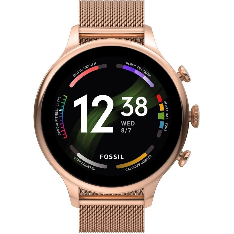 Ladies Fossil Gen 6 Smartwatch Rose Gold-Tone Stainless Steel Mesh