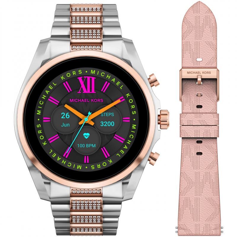 Ladies Michael Kors Gen 6 Bradshaw Two-Tone Stainless Steel Smartwatch with Strap Set