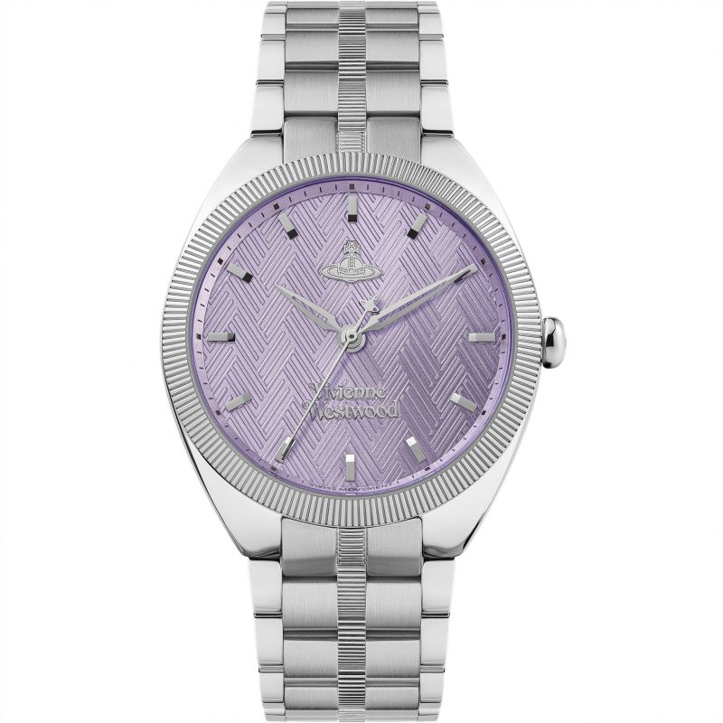 Ladies Vivienne Westwood The Mews Quartz Watch with Purple Dial & Silver Stainless Steel Bracelet