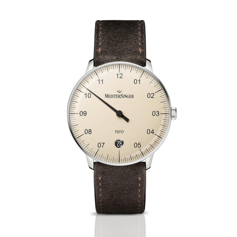 MeisterSinger Neo Automatic NE903N Ivory Dial Brown Leather Strap Men's Watch