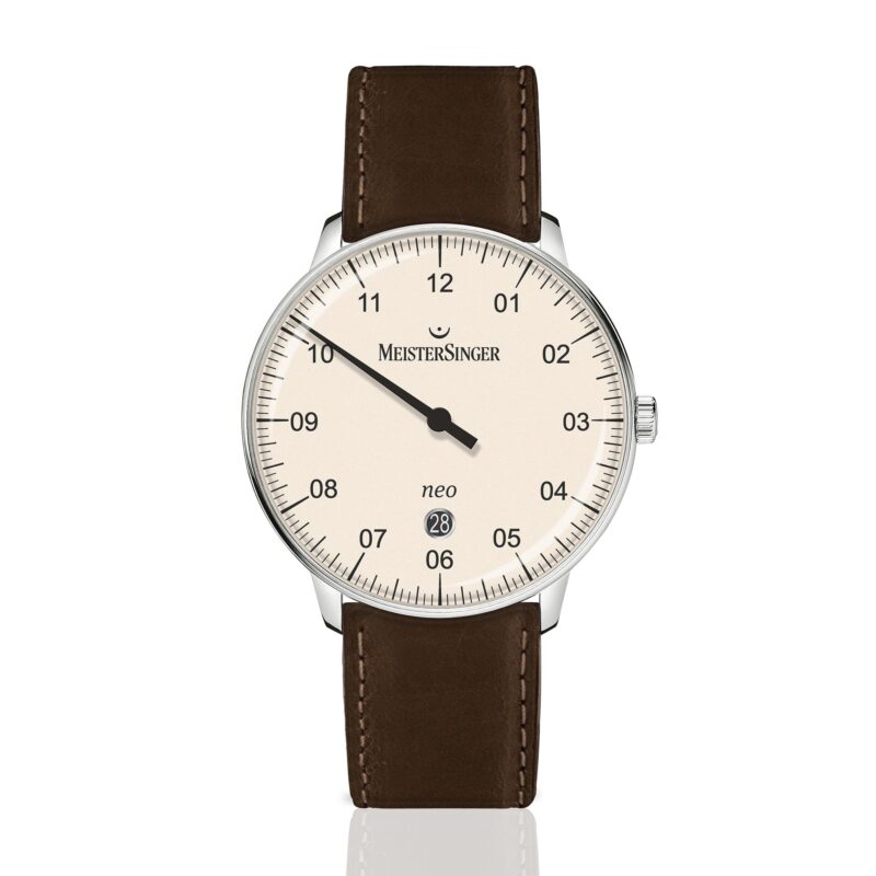 MeisterSinger Neo Plus NE403-SCF02 Automatic Ivory Dial Brown Leather Strap Men's Watch