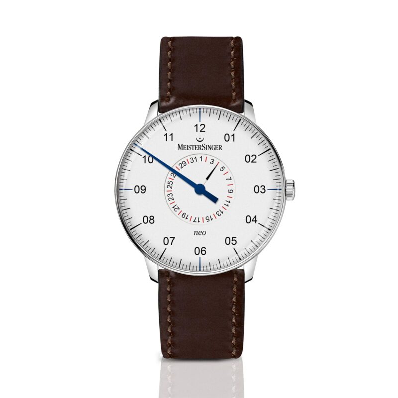 MeisterSinger Neo Pointer Display Automatic NED901-SCF03 Brown Strap White Dial Men's Watch