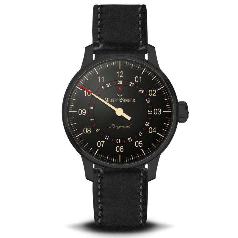MeisterSinger Perigraph Automatic Black Dial Leather Strap Men's Watch AM1002BL