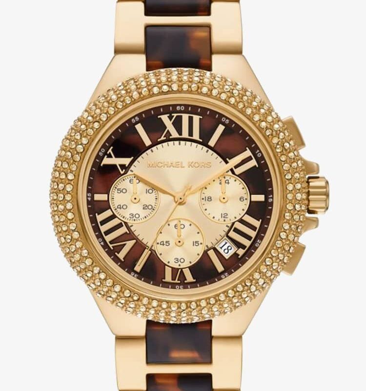 Michael Kors Ladies Camille Gold Plated Two Tone Watch MK7269