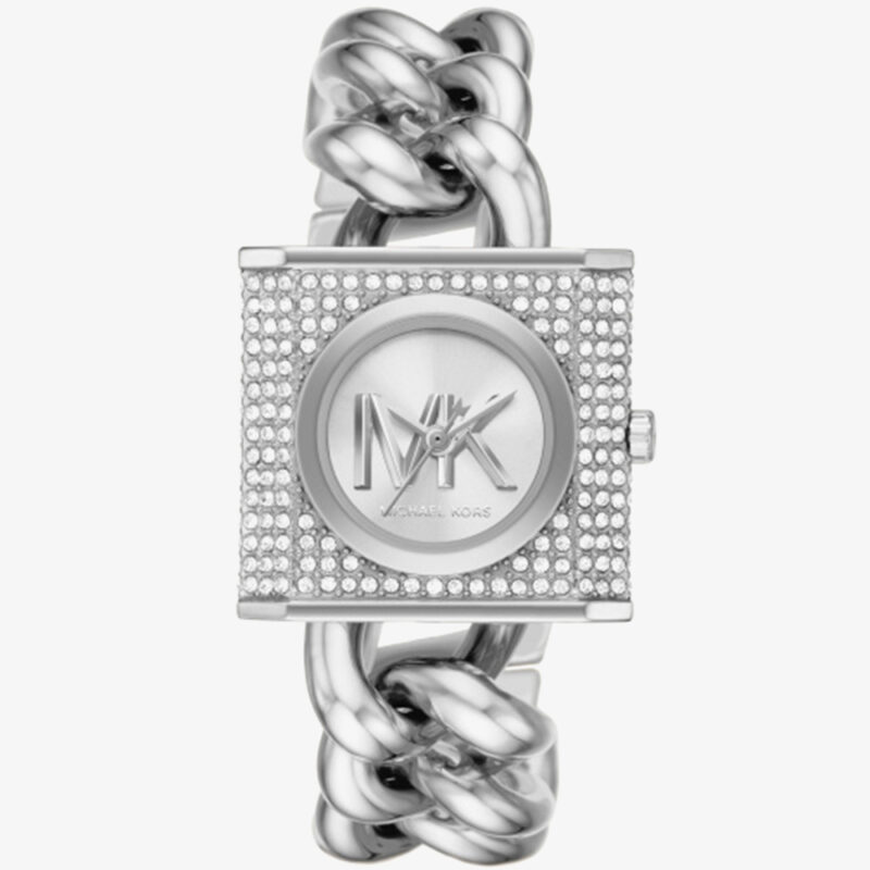 Michael Kors Ladies Chain Lock Silver Watch MK4718